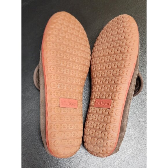 LL Bean Mountain Slipper Scuffs Brown Suede Slip On Fleece Lined Men's Size 13M - Picture 7 of 8